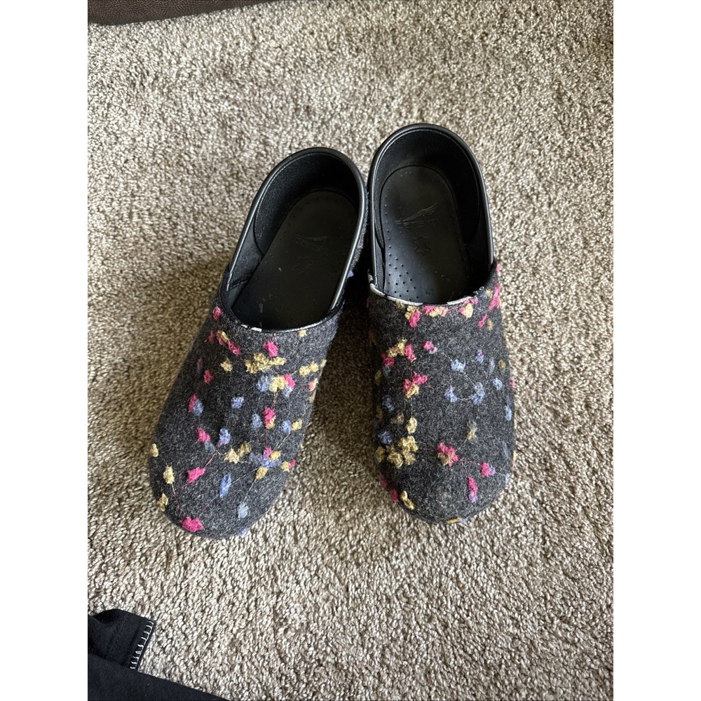 Dansko Professional Made In Italy Confetti Scribble Wool Yarn Felt Clogs 41